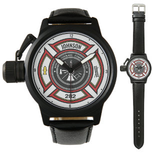Fire Department ADD NAME Firefighter Badge Rescue Watch