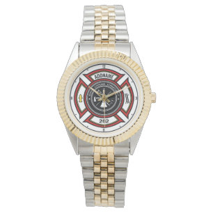 Fire Department ADD NAME Firefighter Badge Rescue Watch