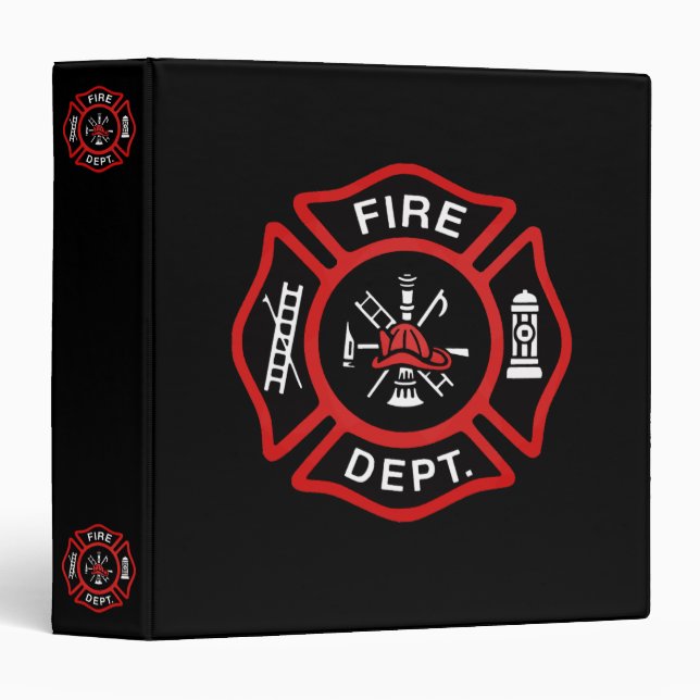 Fire Department Badge 3 Ring Binder (Front/Spine)