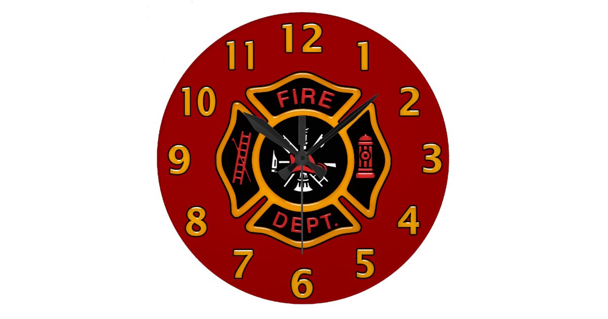 Fire Department Badge Large Clock Zazzle