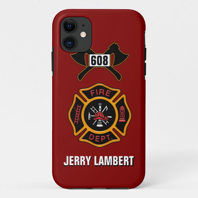 Fire Department Badge Name Template Case-Mate iPhone Case (Back)