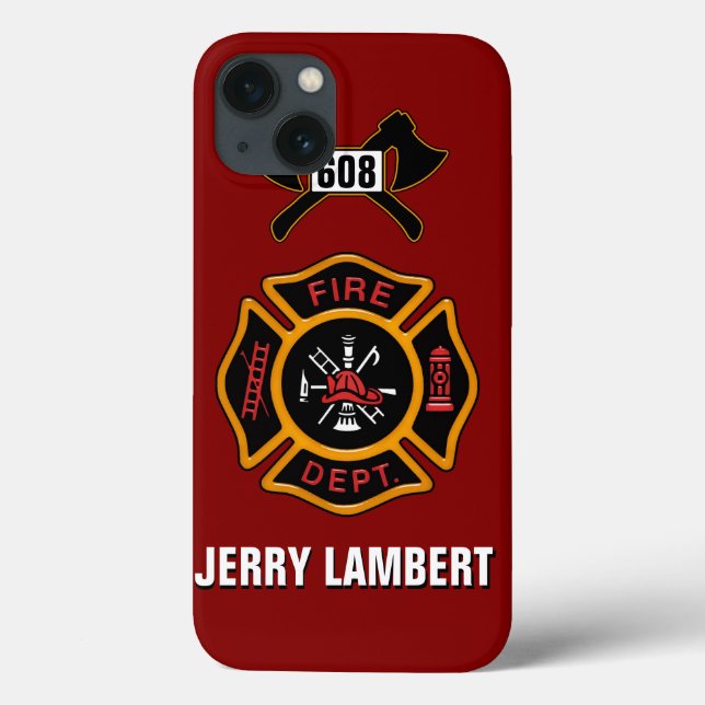 Fire Department Badge Name Template Case-Mate iPhone Case (Back)