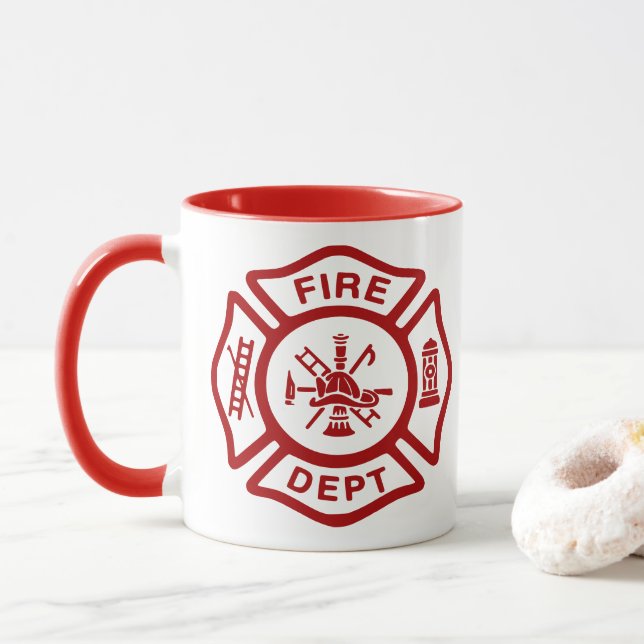 Fire Department Badge w/ Custom Colors Mug (With Donut)