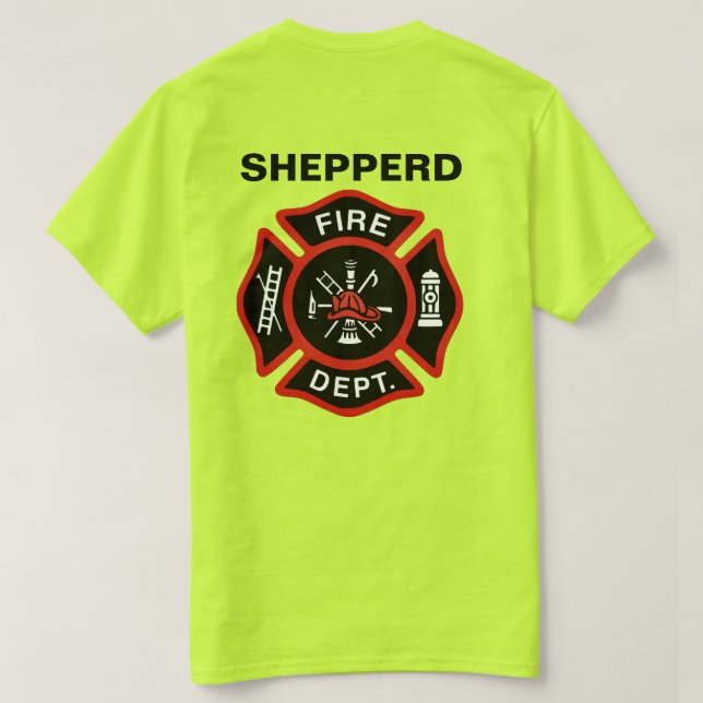 Fire Department Badge w/ Name T-Shirt (Design Back)