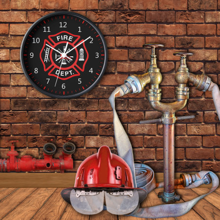 Fire Department Badge Wall Clock