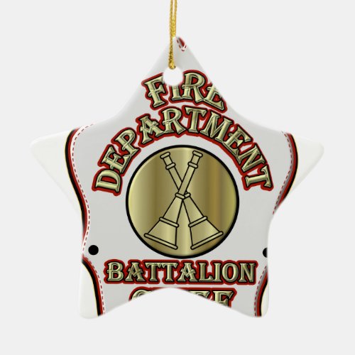 Fire Department Battalion Chief Shield Design Ceramic Ornament