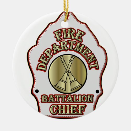 Fire Department Battalion Chief Shield Design Ceramic Ornament