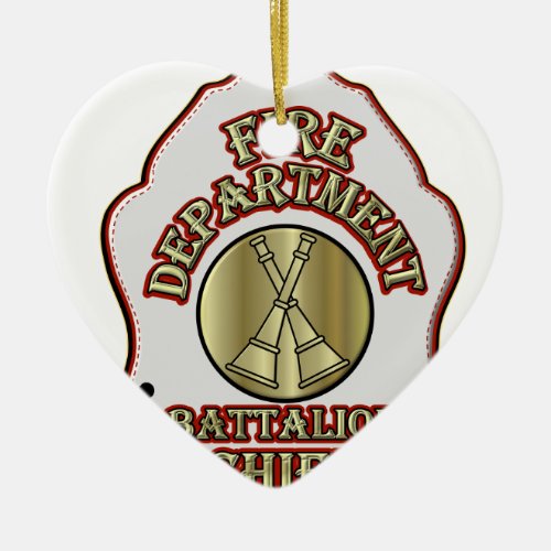 Fire Department Battalion Chief Shield Design Ceramic Ornament