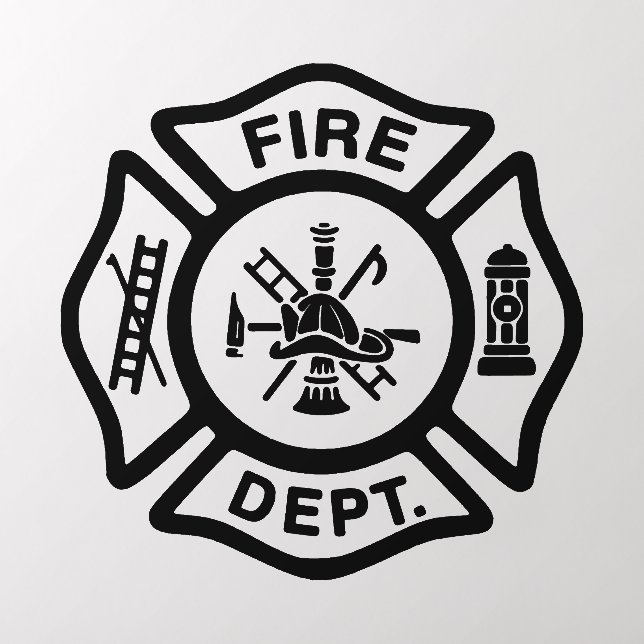 Fire Department Black Maltese Cross Wall Decal (Insitu 2)