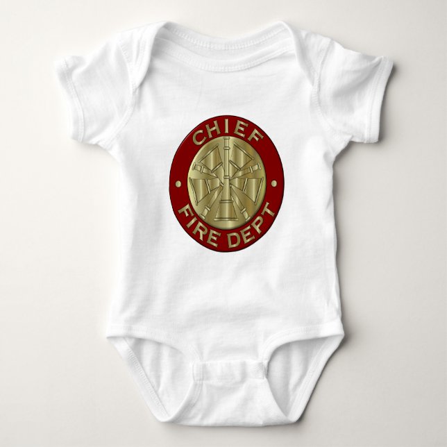 Fire Department Chief Brass Symbol Baby Bodysuit (Front)