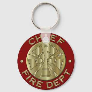 Fire Department Chief Brass Symbol Keychain