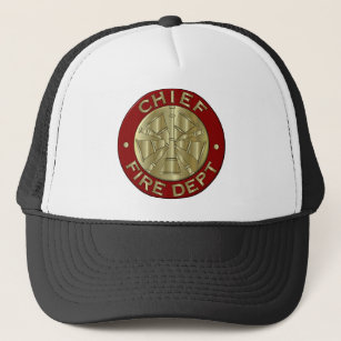Fire Department Chief Brass Symbol Trucker Hat