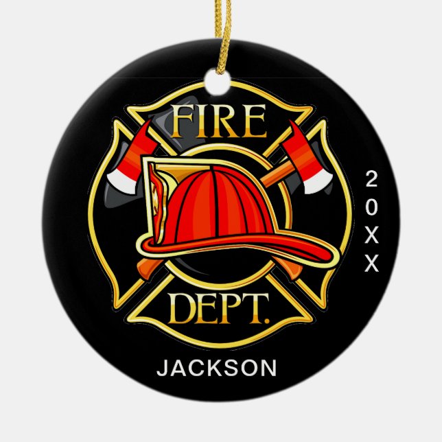  Fire Department Christmas Ceramic Ornament (Front)