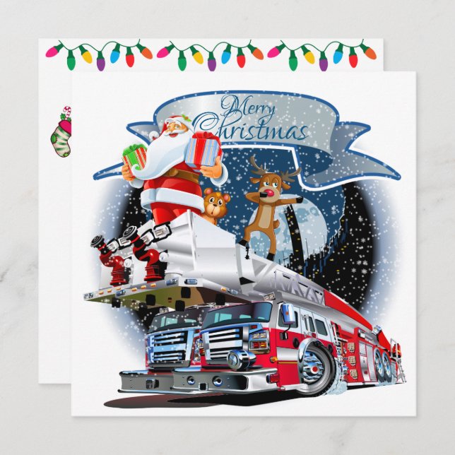 Fire Department Christmas HD Print Invitation (Front/Back)