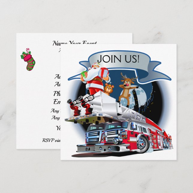 Fire Department Christmas Invitation (Front/Back)