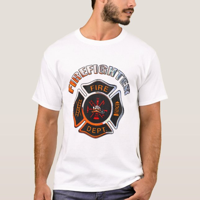 Fire Department Chrome Badge T-Shirt (Front)
