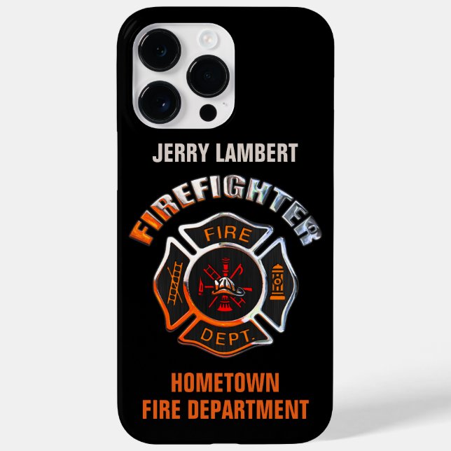 Fire Department Chrome Name Template Case-Mate iPhone Case (Back)