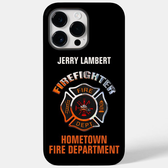 Fire Department Chrome Name Template Case-Mate iPhone Case (Back)