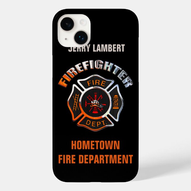 Fire Department Chrome Name Template Case-Mate iPhone Case (Back)