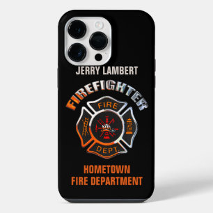 Fire Department Chrome Name Template iPhone 14 Pro Max Case