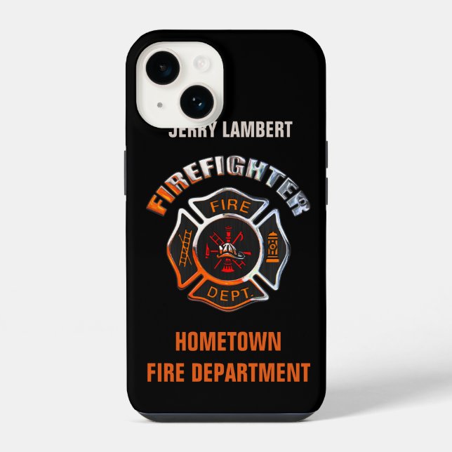 Fire Department Chrome Name Template Iphone Case (Back)
