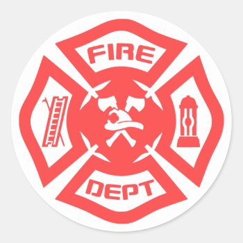 Fire Department Classic Round Sticker by templeofswag at Zazzle