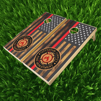 Fire Department Custom American Flag Fireman Cornhole Set