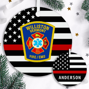 Fire Department Custom Logo Emblem Firefighter Metal Ornament