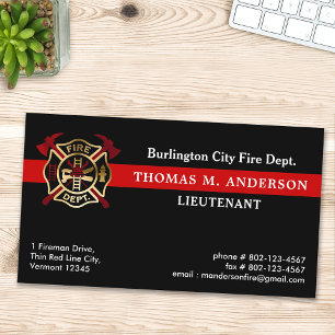 Fire Department Custom Logo Fireman Firefighter Business Card