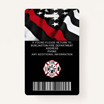 Fire Department Custom Logo Photo Firefighter ID Badge | Zazzle