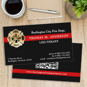Fire Department Custom Logo QR Code Firefighter Business Card