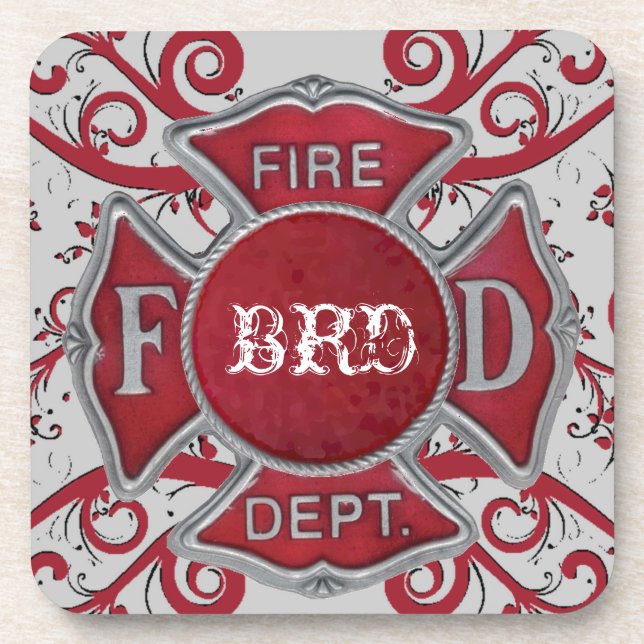 Fire Department Custom Monogram Beverage Coaster (Front)