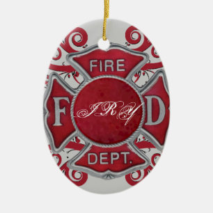 Fire Department Custom Monogram Ceramic Ornament