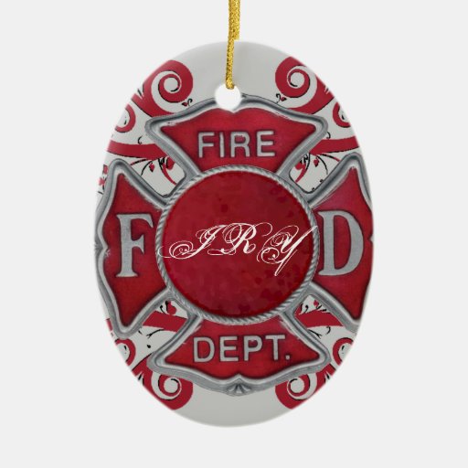 Fire Department Custom Monogram Ceramic Ornament | Zazzle