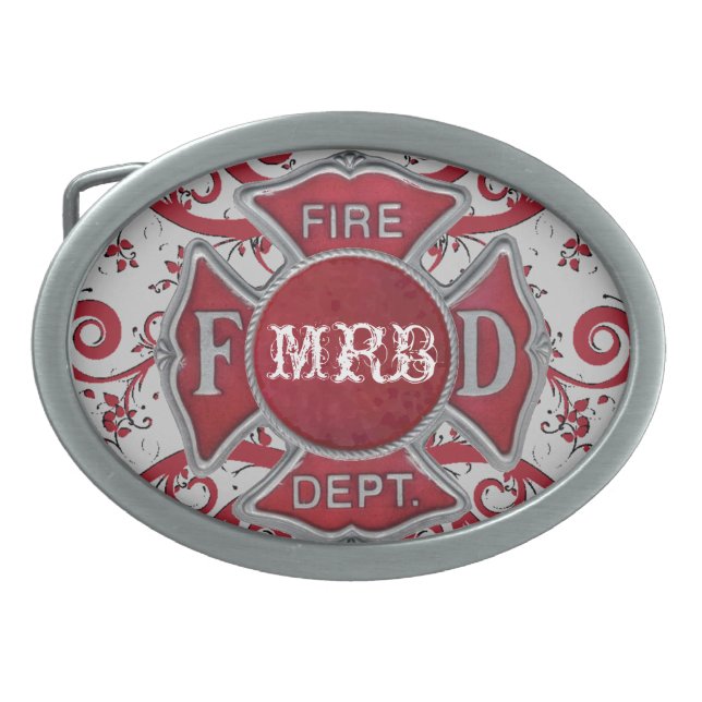 Fire Department Custom Monogram Oval Belt Buckle (Front)