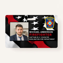 Fire Department Custom Photo Logo Firefighter ID Badge | Zazzle