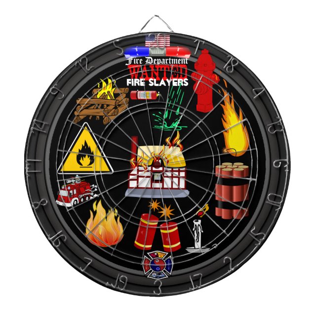 Fire Department Dartboard With Darts (Front)