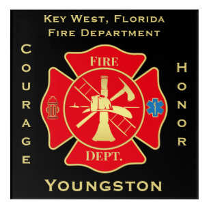 Fire Department Emblem Courage Honor Design Acrylic Print