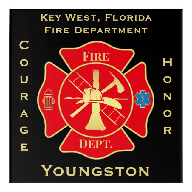 Fire Department Emblem Courage Honor Design Acrylic Print (Front)