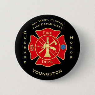 Fire Department Emblem Courage Honor Design Button