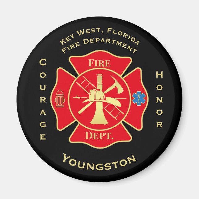 Fire Department Emblem Courage Honor Design Magnet (Front)