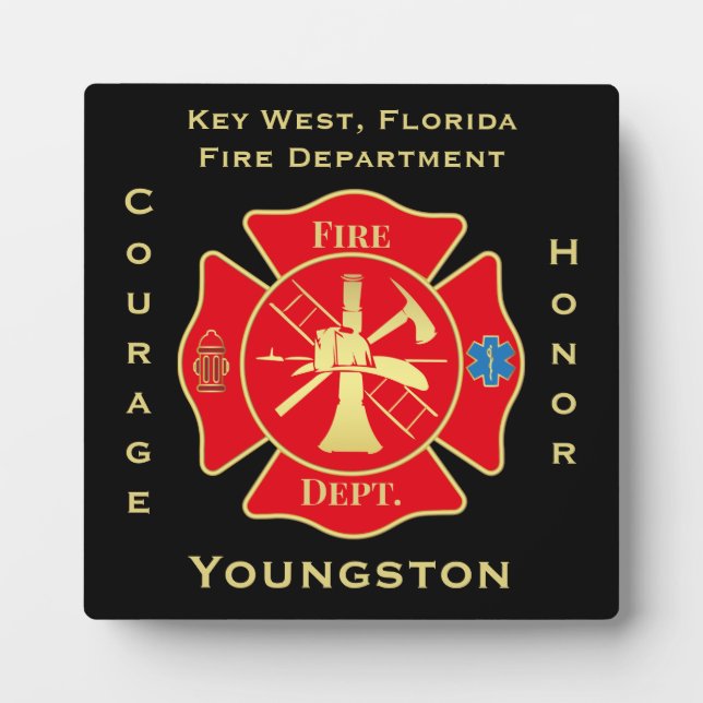 Fire Department Emblem Courage Honor Design Plaque (Front)