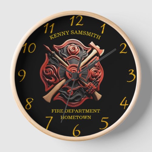 Fire Department Emblem of courage and dedication Clock