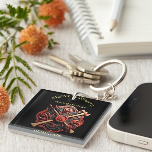 Fire Department Emblem of courage and dedication Keychain