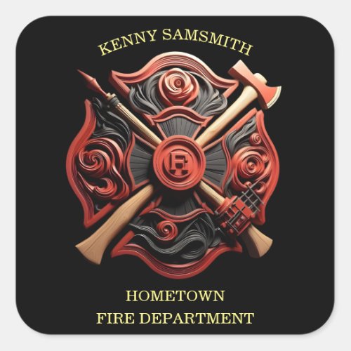 Fire Department Emblem of courage and dedication Square Sticker