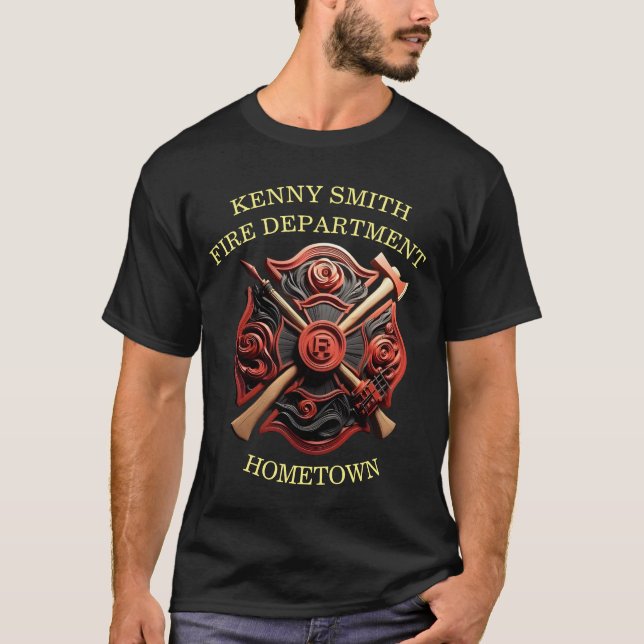 Fire Department Emblem of courage and dedication T-Shirt (Front)