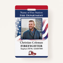 Fire Department Employee Firefighter Photo ID Card Badge | Zazzle
