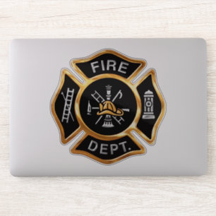 Fire Department Firefighter Badge Gold Sticker