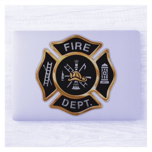 Fire Department Firefighter Badge Gold Sticker