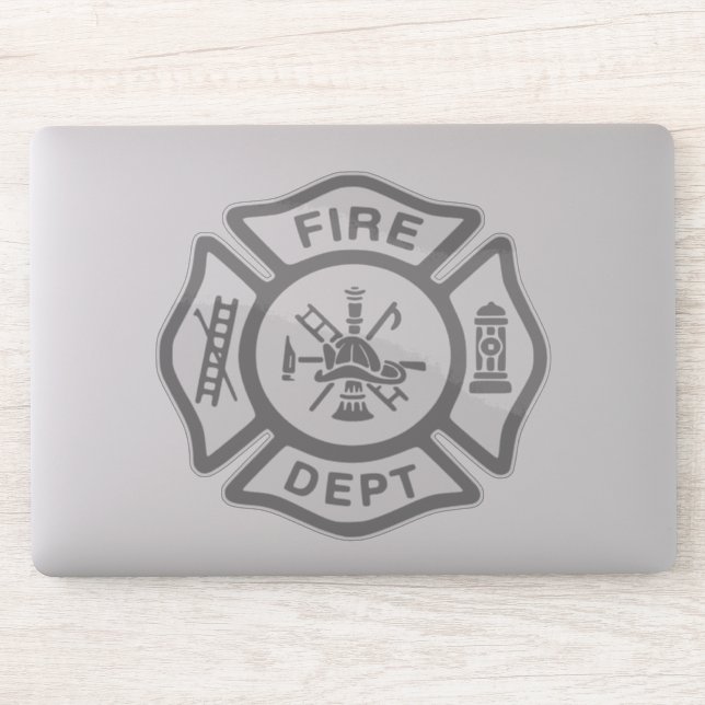 Fire Department Firefighter Badge Grey Sticker (Computer)